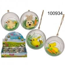 Easter decoration transparent ball, different figures 8cm