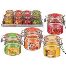 Scented candle in a jar with a lid (cranberry, honey/melon, grapefruit and lemon) 8x8cm