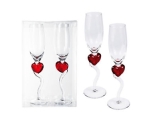 Champagne glasses hearts 2 pcs 24cm