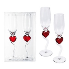 Champagne glasses hearts 2 pcs 24cm