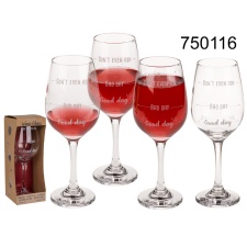 Wine glass &quot;Good day, Bad day, Don&#39;t even ask&quot; 420ml ca.22,5cm gift box