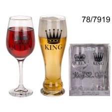 Glass set, King &amp; Queen, ca. 600ml &amp; 430ml gift box