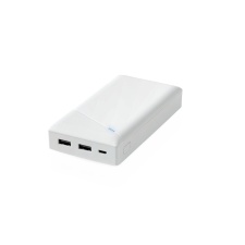 Akupank Deltaco 20000mAh, 2xUSB-A, LED, valge