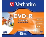 VERBATIM DVD+R 4,7GB/16X jewel, prinditav 43508 EOL