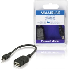 Valueline VLMB60515B02 USB Micro B tip - USB A socket adapter, OTG, 0.2m EOL