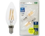 LED lamp 2-pakk E14/4W/400lm/4W/Filament Candle EOL