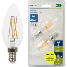 LED lamp 2-pack E14 / 4W / 400lm / 4W / Filament Candle EOL
