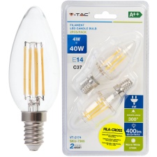 LED lamp 2-pack E14 / 4W / 400lm / 4W / Filament Candle