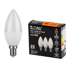 LED lamp 3-pack, E14/B35/4.5W/470lm/3000K