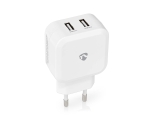 Room charger, 2xUSB, 4.8A, white