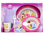 Dish set In 5 parts. Princess (plate, bowl, mug, fork spoon) made of plastic, suitable for microwave / 6