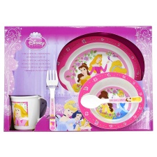 Cutlery set in part 5. Princess (plate, bowl, mug, fork spoon) plastic, suitable for microwave oven /6