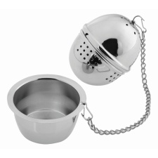 Cup sinkable tea ball with base, stainless steel