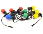 Light cable with 10 large colored LED lamps. Extendable, indoor / outdoor IP44