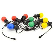 Light chain with 10 large colored LED lamps. Extendable, indoor / outdoor IP44