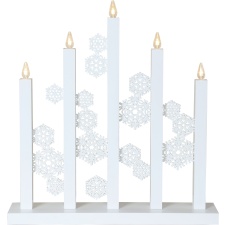 Advent candlestick white &quot;Falling snow&quot;, 46x48x8cm, 5 LED, 230V, IP20