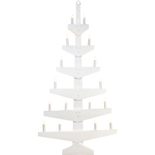 Wall spruce, white wood, 59,5x113,5x5cm, 16x E10 candle, 230V, IP44