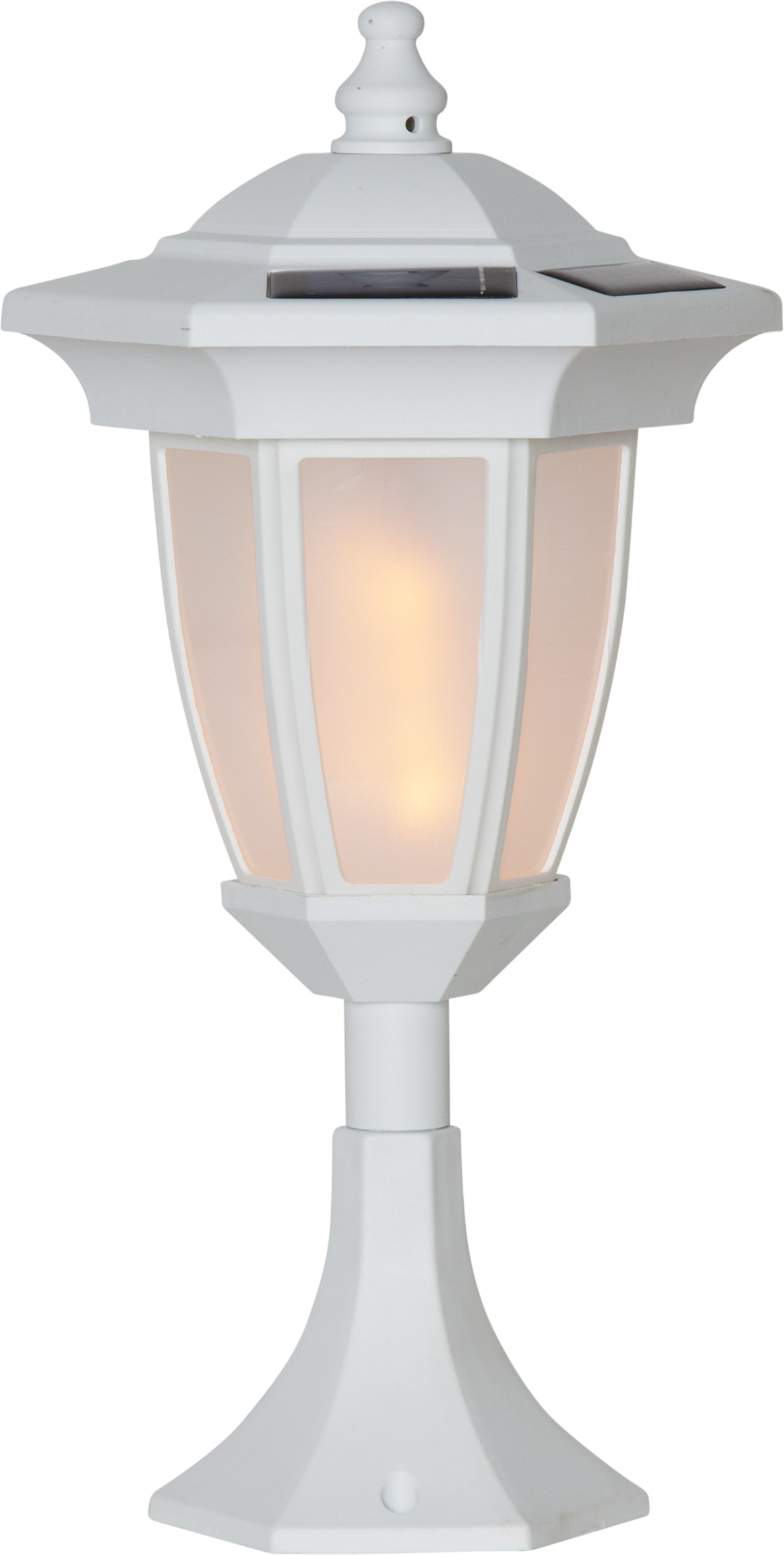 Lantern with solar panel, flaming (white)